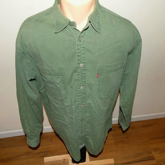 levis green denim shirt